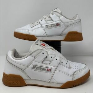 Reebok Classic Workout Plus Men's Size 7 Leather Sneakers White‎ Gum Sole Shoes